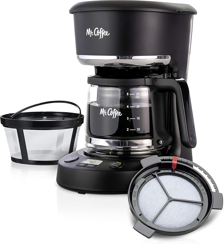 Mr. Coffee 5-Cup Programmable Coffee Maker with Auto Pause, Glass Cara