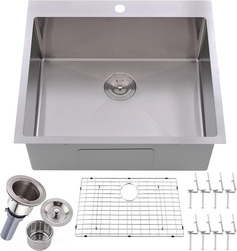 Topmount Brushed Nickel 16 Gauge Stainless Steel Drop-In RV Kitchen Si