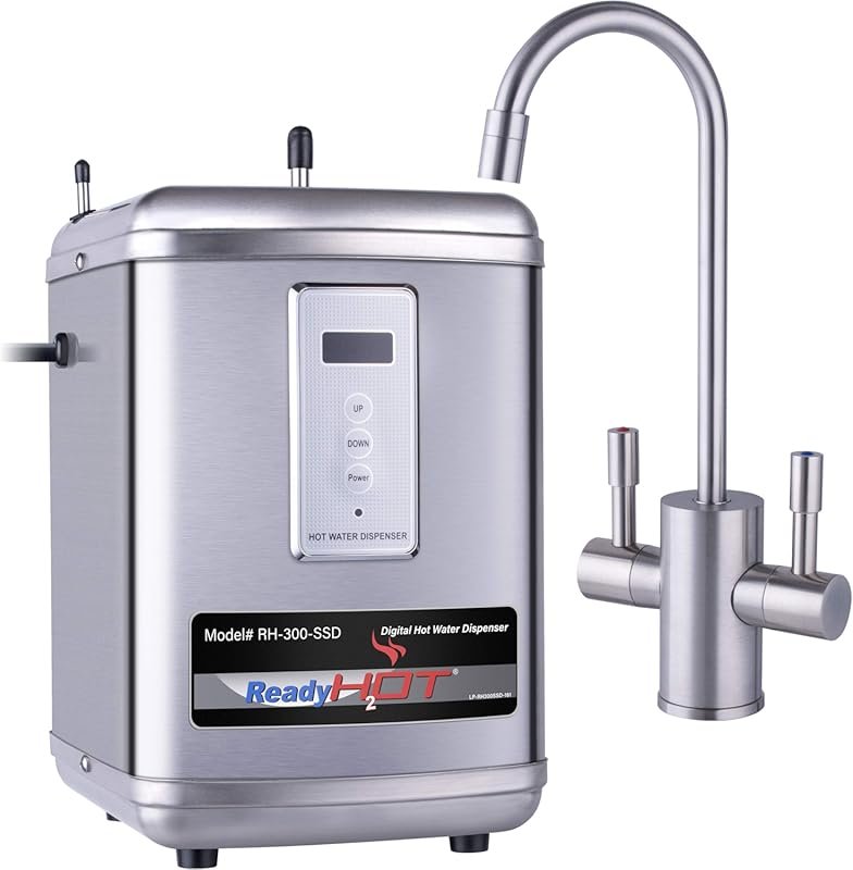 Ready Hot Digital Display Hot & Cold Water Dispenser, 2.5 Quarts, Brus