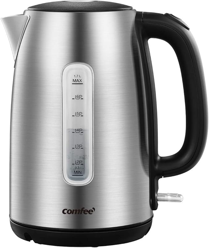 COMFEE' 1.7L Stainless Steel Electric Kettle with LED Light & Auto Shu
