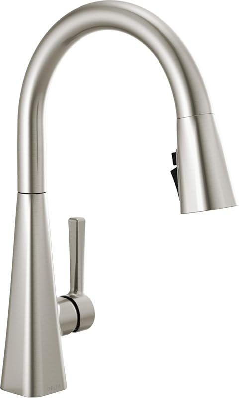 Delta Lenta Brushed Nickel Kitchen Faucet with Pull Down Sprayer, Spot