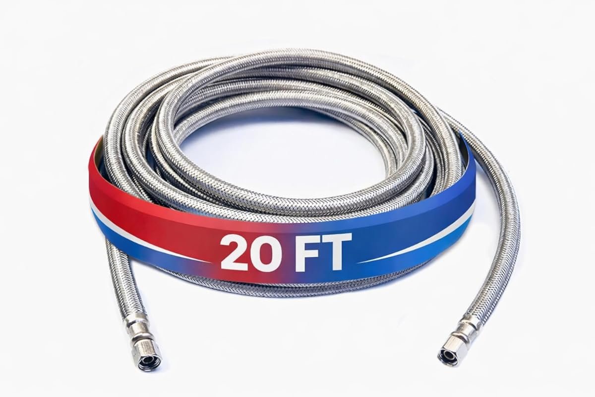 Universal Refrigerator Icemaker Water Supply Hose – 20ft, 1/4