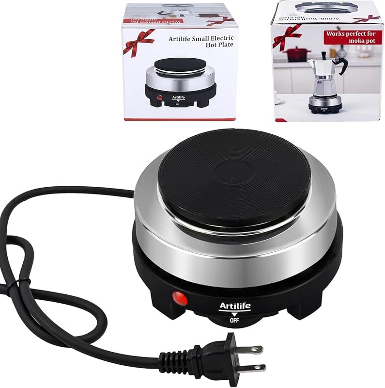Artilife 500W Mini Electric Hot Plate, Perfect for Moka Pot, Portable 