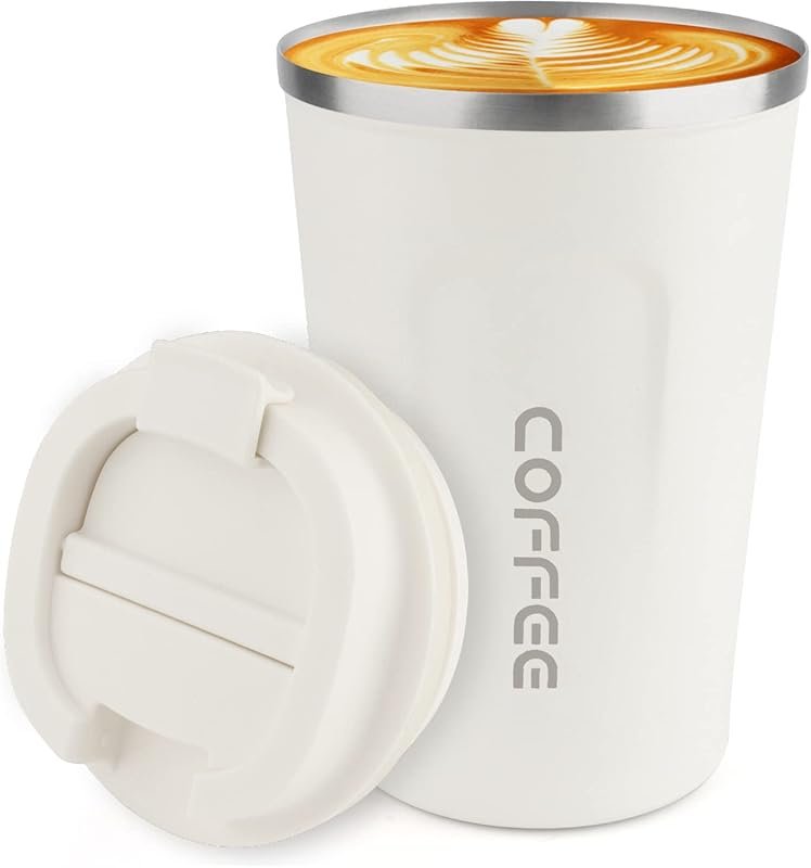 CS COSDDI 12 oz Vacuum Insulated Spill-Proof Tumbler for Coffee, Tea & Beer, White