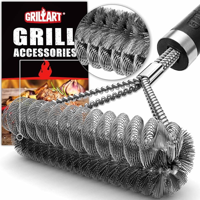 GRILLART Combined Wire + Helix Grill Brush for Efficient Cleaning