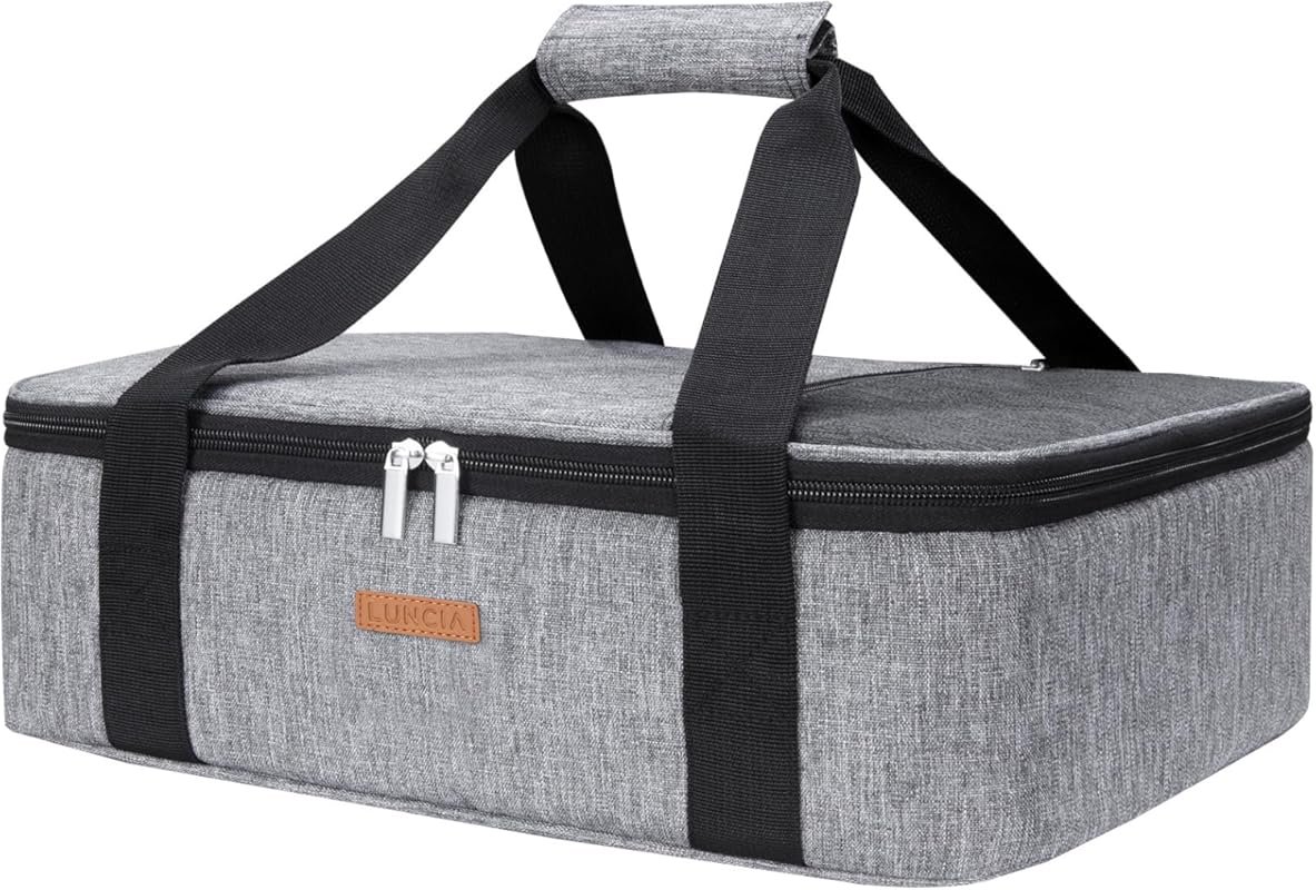LUNCIA Insulated Casserole Carrier Keeps Food Hot or Cold, Fits 9
