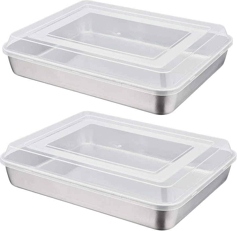 P&P CHEF Stainless Steel Baking Pan with Lid, 12.3