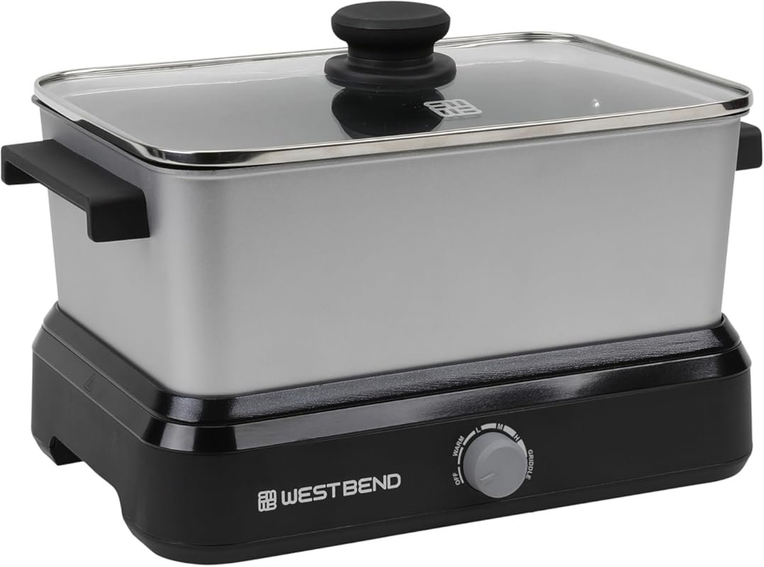 West Bend 5-Quart Versatility Slow Cooker with Travel Lid, Oven & Rang
