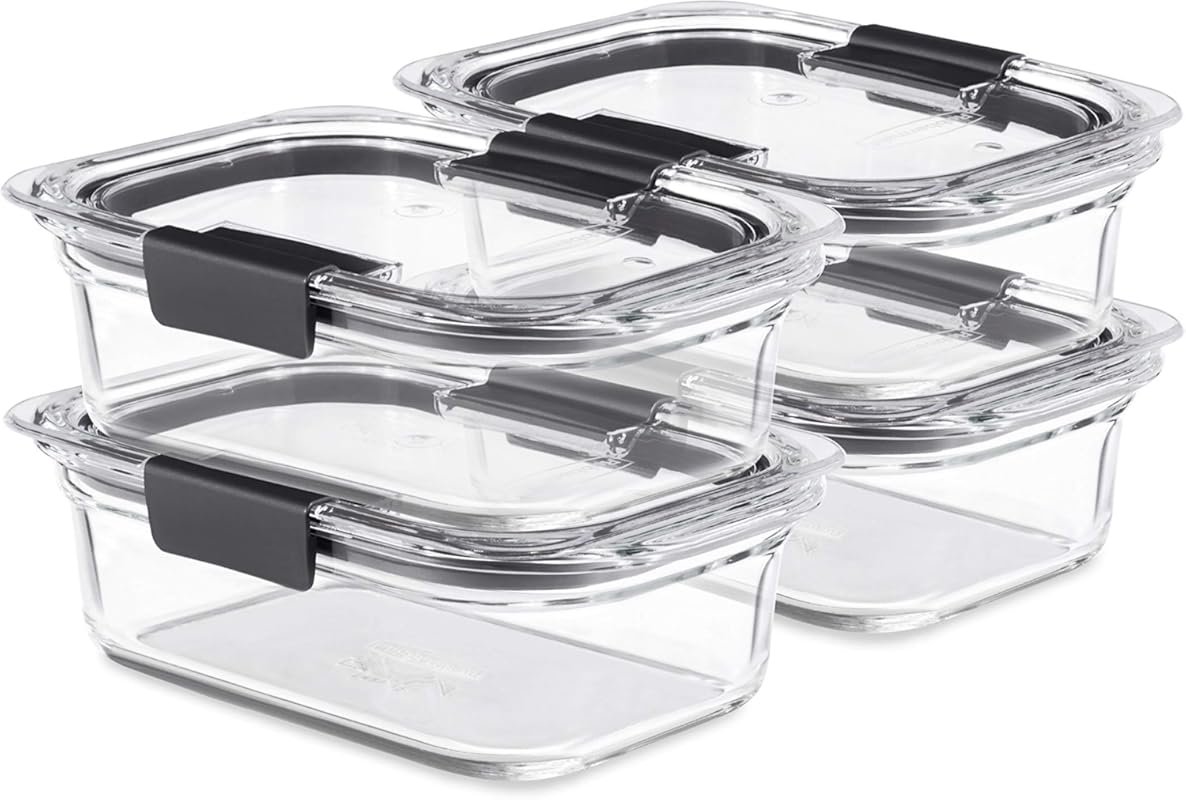 Rubbermaid Brilliance Glass Food Storage Containers – 4-Pack, Leak-Pro