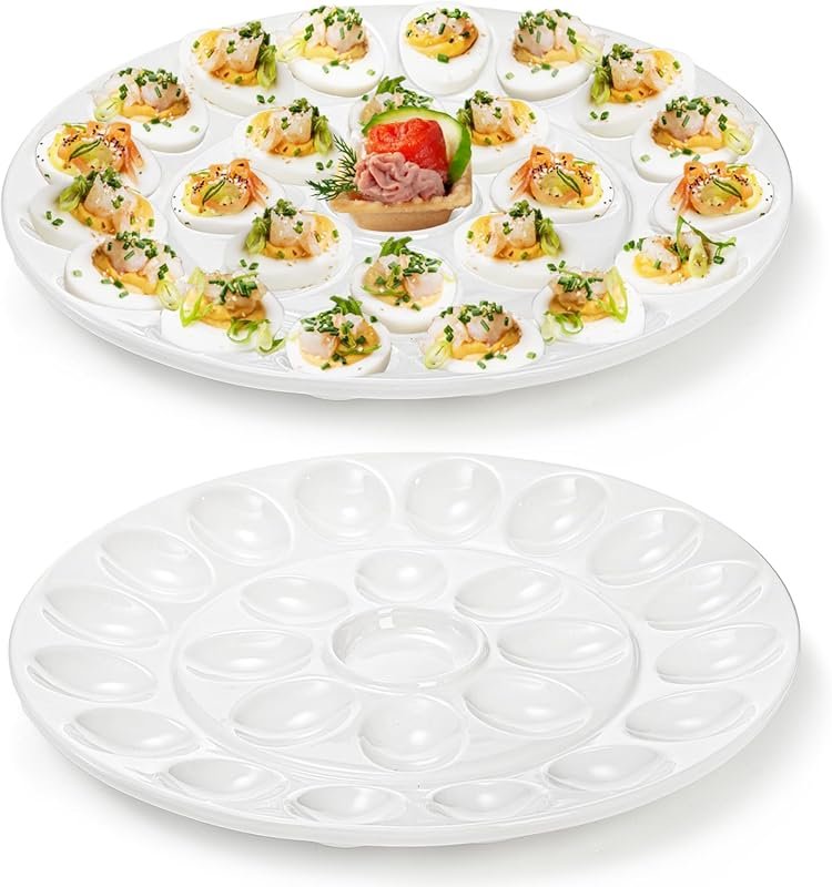 Foraineam 2-Pack Porcelain Deviled Egg Tray, 12.6
