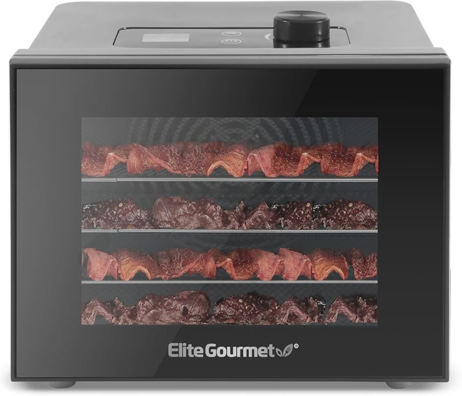 Elite Gourmet Food Dehydrator with Stainless Steel Trays, Adjustable T