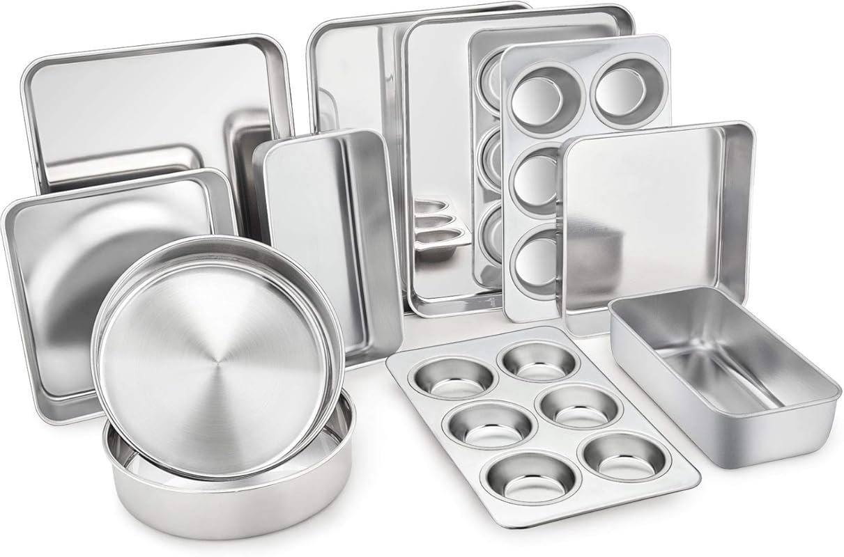 TeamFar Stainless Steel Bakeware Set of 11 – Healthy, Heavy Duty, Dish