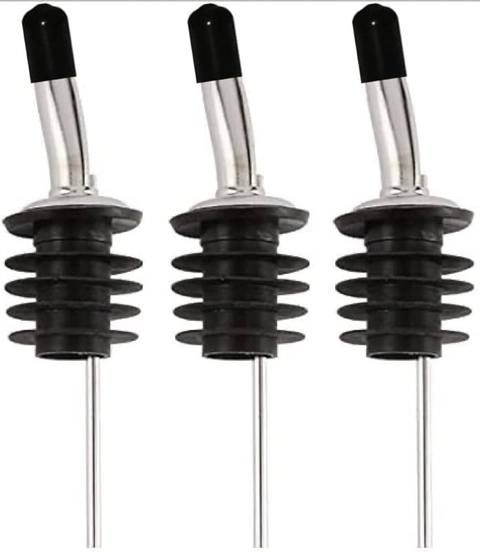 Bartender Gear Stainless Steel Free Flow Pour Spouts with Dust Caps fo