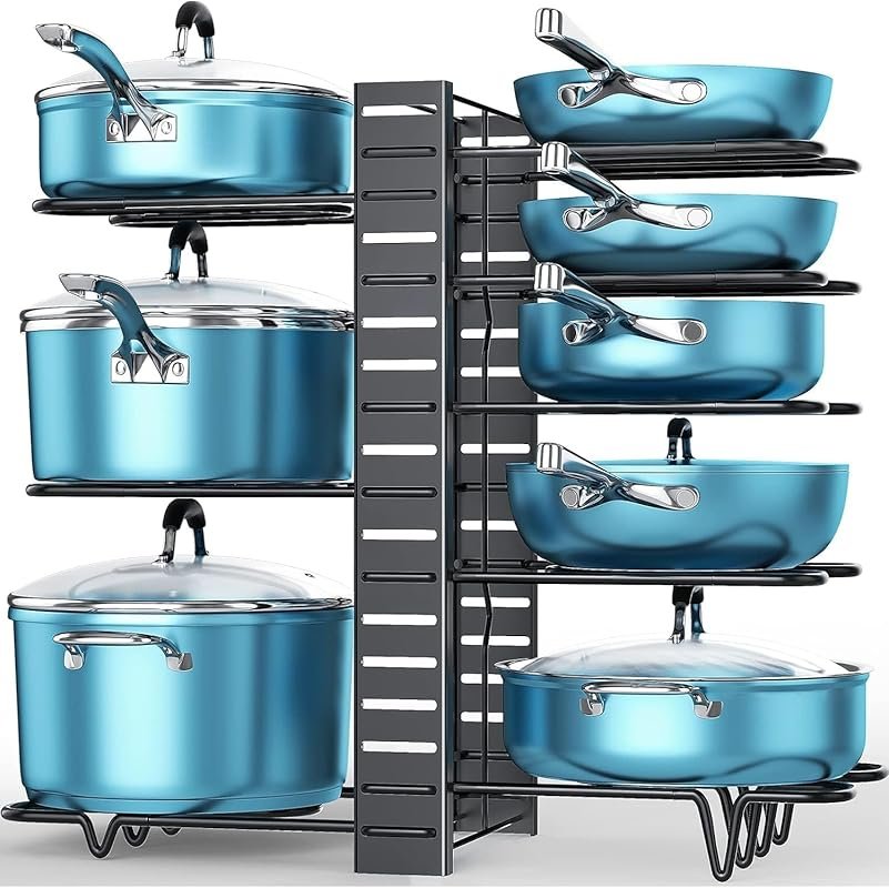 ORDORA 8-Tier Adjustable Pots and Pans Organizer for Cabinet, DIY Unde