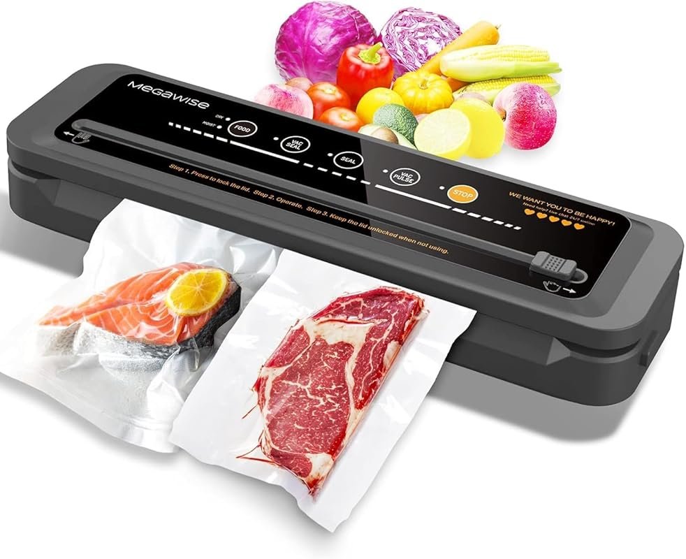MegaWise Compact Vacuum Sealer with External System, Dry/Moist Modes, 