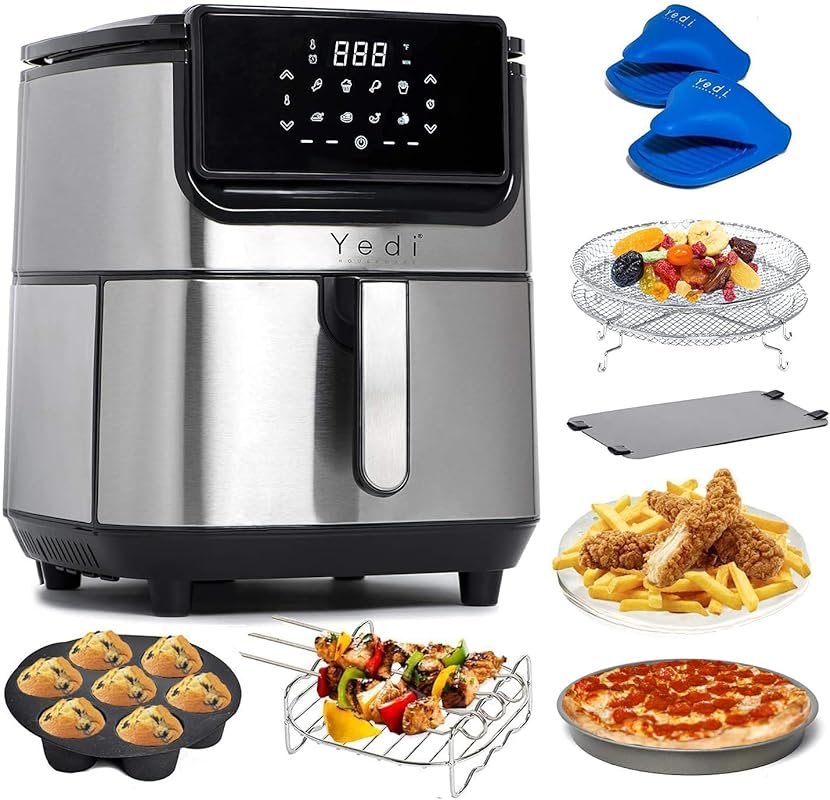 Yedi Evolution 6.8 Quart Air Fryer with Ceramic Basket, Deluxe Accesso