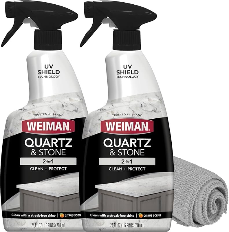 Weiman Quartz Cleaner & Polish with UV Protection, 24oz + MicroFiber T