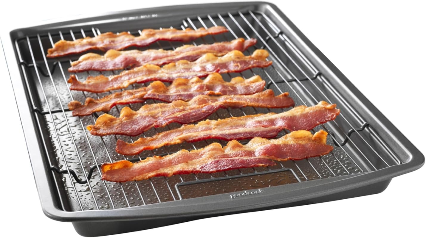 GoodCook 15” Carbon Steel Baking Pan with Raised Rack for Crispy Bacon