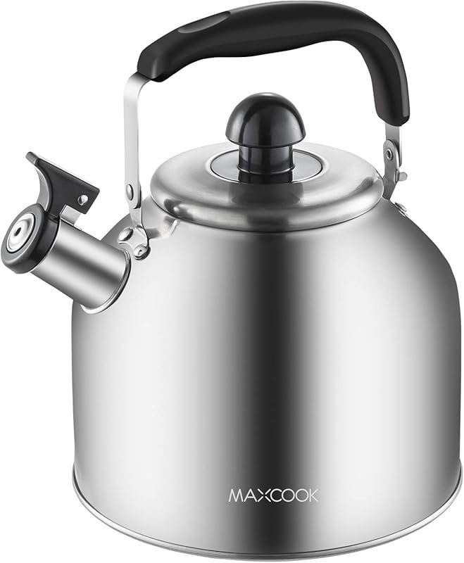 4.2 Quart Brushed Satin Whistling Tea Kettle, Induction & Gas Stovetop