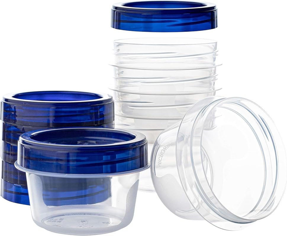 PLASTICPRO 6-Pack 4 oz Clear Blue-Top Twist-On Deli Containers