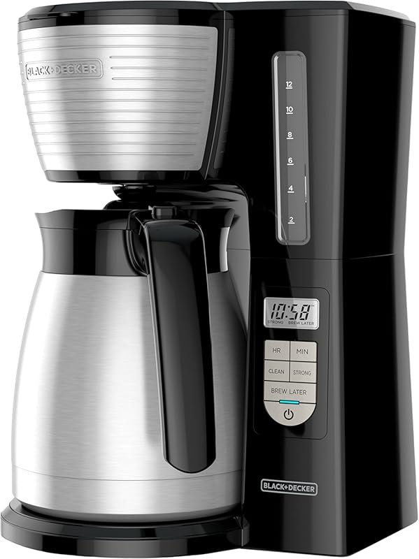 BLACK+DECKER 12-Cup Programmable Coffee Maker with Thermal Carafe and 