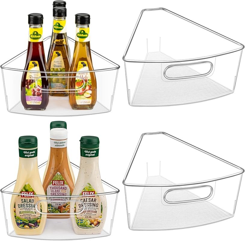 JEISSLIA 1/8 Wedge Cabinet Organizer Bins with Non-Slip Pads – Food Sa