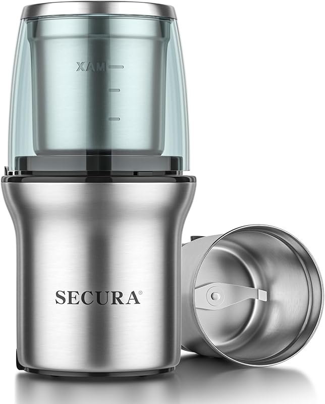Secura Electric Grinder with Stainless Steel Blade & Removable Bowl