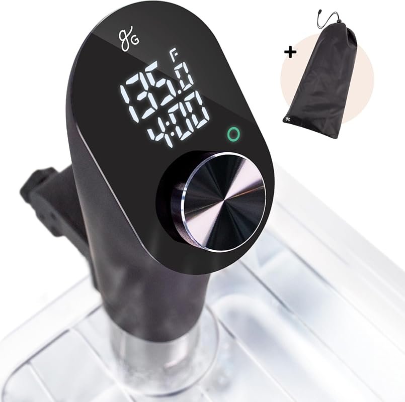 Greater Goods 1100W Onyx Black Sous Vide Precision Cooker with Brushle