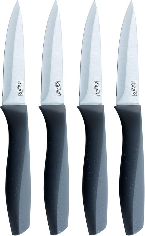 Pack of 4 Sharp Stainless Steel Paring Knives, 3.5