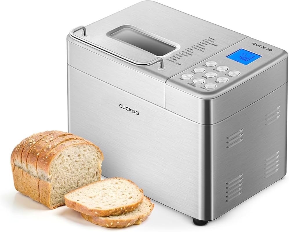 Cuckoo Bread Maker Machine with 15 Menus, 3 Crust Colors & Auto Fruit/