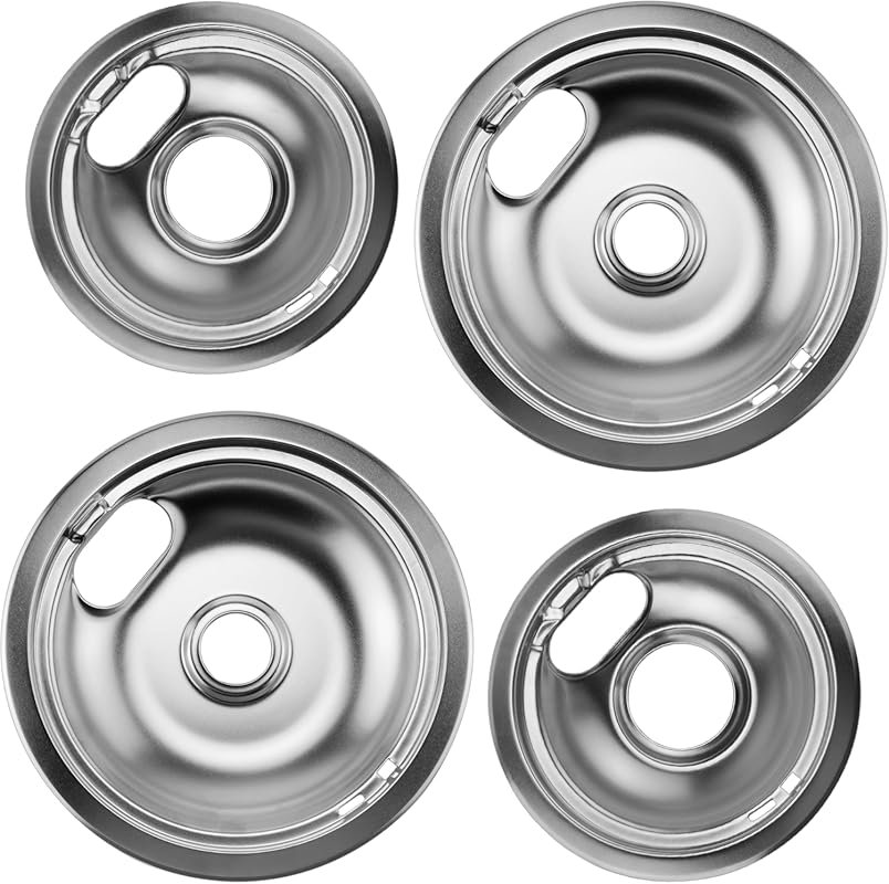 Whirlpool Amana Kenmore Chrome Drip Pan Set with Locking Slot, 2x6