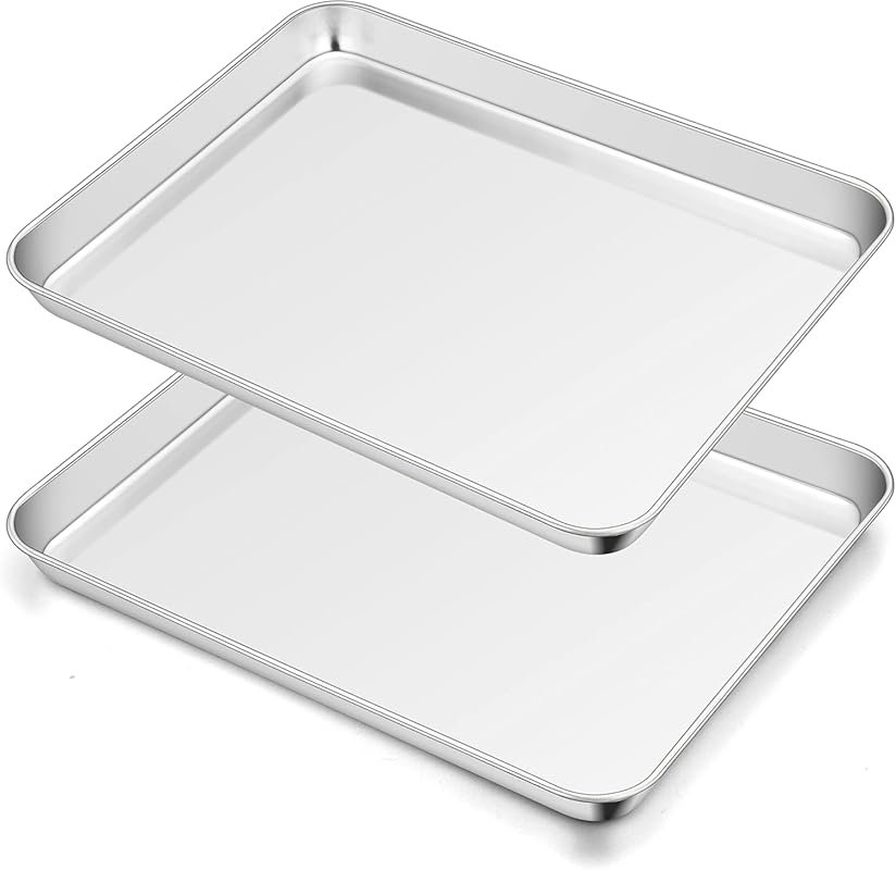 TeamFar Toaster Oven Pan Set of 2 – Non-Toxic, Rust-Free, Mirror Finis