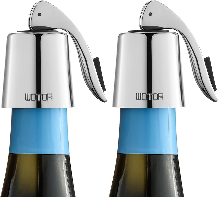 WOTOR Stainless Steel & Silicone Wine Stoppers (2 Pack) – Reusable, Le
