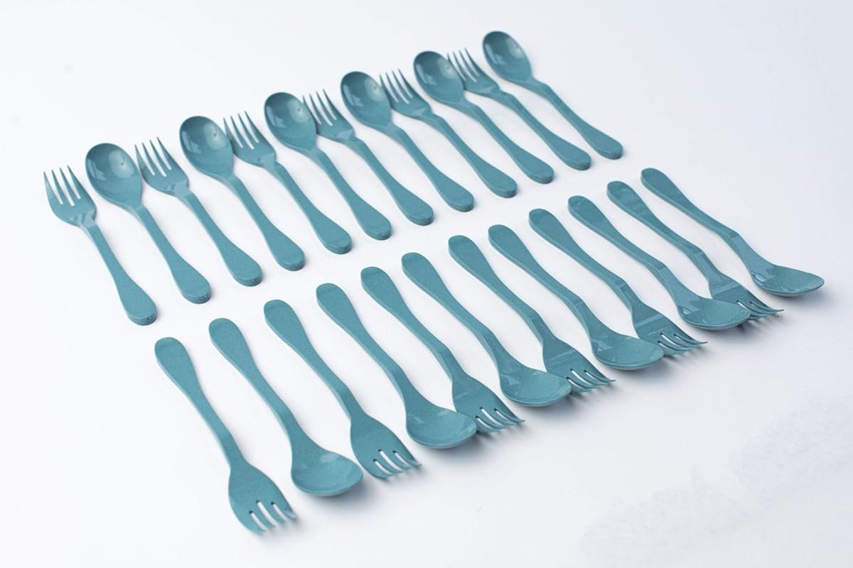 Reusable Bamboo Flatware Set – 24 Pack Knork Eco Plant-Based Cutlery (