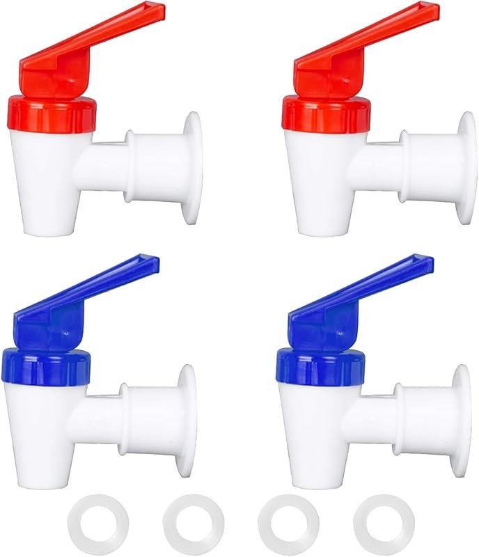 4-pack BPA-free red and blue push-type faucets for 3/8-inch water cool