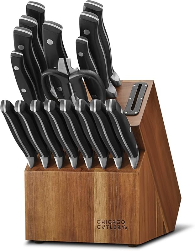Chicago Cutlery Insignia 18-Piece Knife Block Set with Wooden Block & 