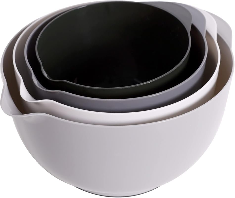 BoxedHome Classic 4-Piece BPA-Free Plastic Mixing Bowls, Microwave & D