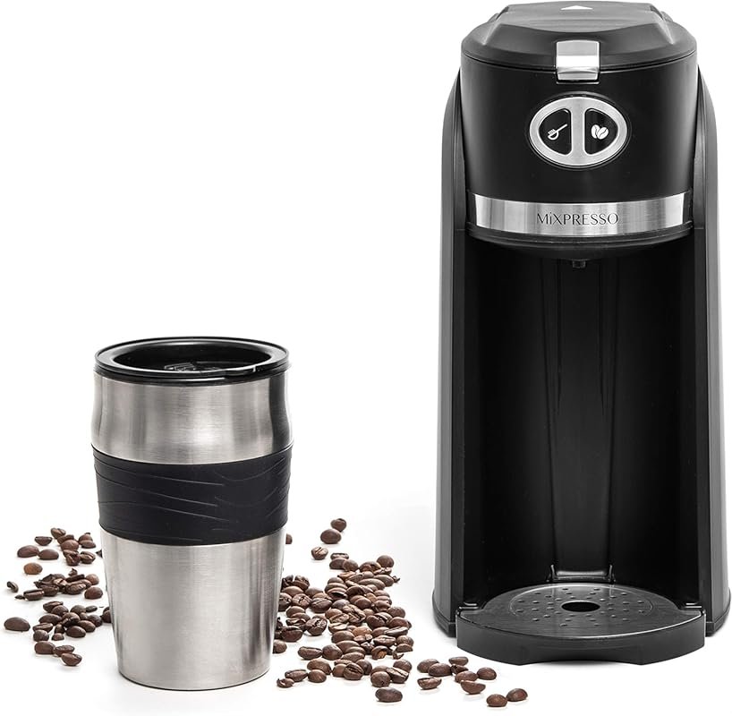 Mixpresso 2-in-1 Automatic Grind & Brew Coffee Maker, Built-In Grinder