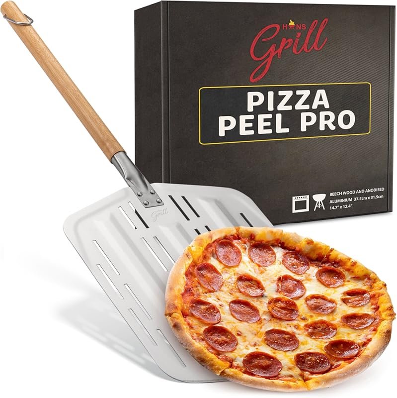 Hans Grill Pizza Peel PRO - Professional Perforated Non-Stick Paddle f