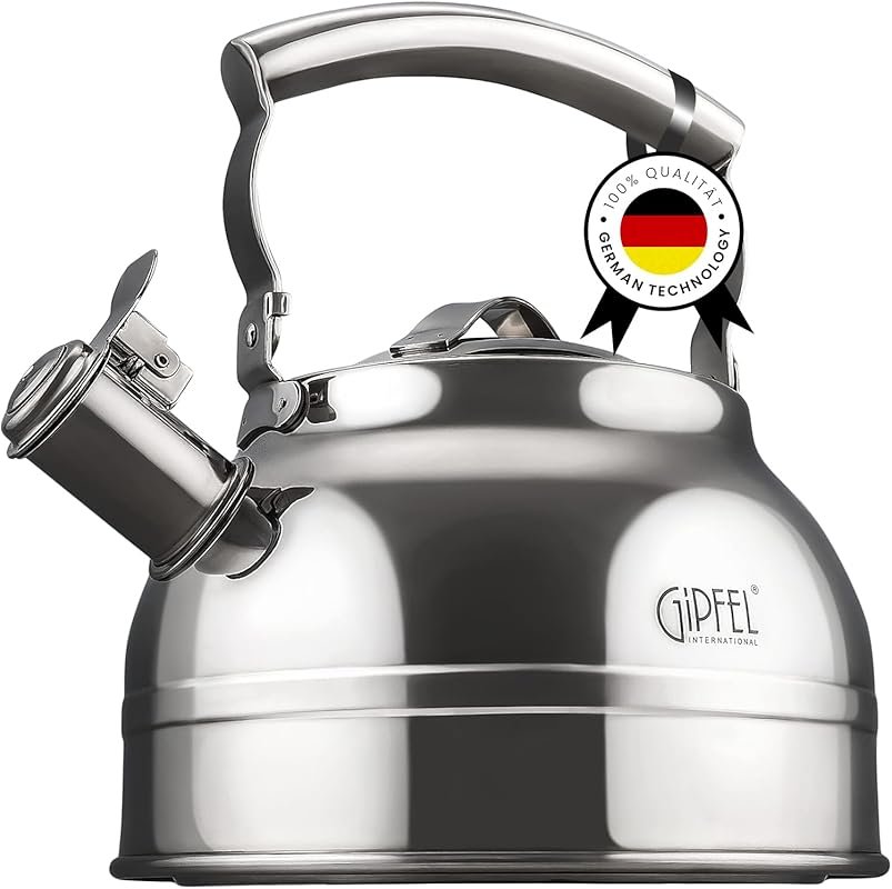 GIPFEL Stovetop Whistling Tea Kettle, Food Grade Stainless Steel, 2.3 