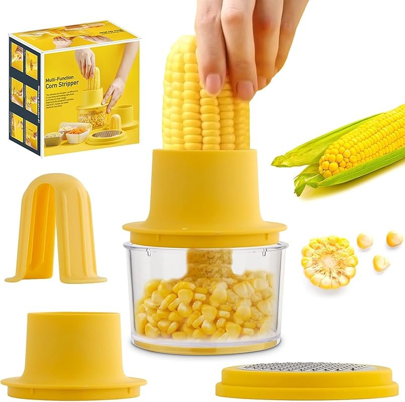 Yellow Corn Cob Stripper Tool – Easy Kernel Extraction for On-the-Cob 