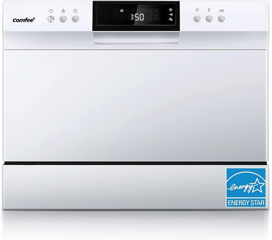 Energy Star COMFEE' Mini Dishwasher with 6 Settings & 8 Wash Modes in 
