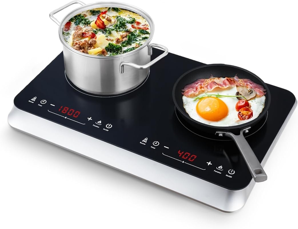 COOKTRON Dual 1800W Induction Cooker with Fast Warm-Up & Child Safety 