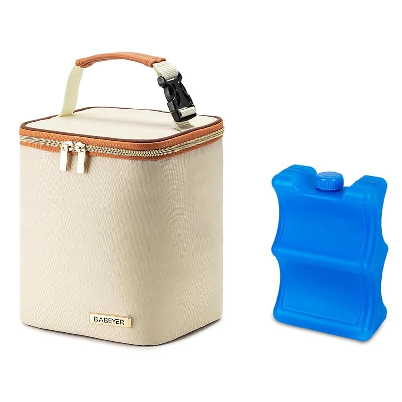 Breastmilk Cooler Bag with Ice Pack Fits 4 Baby Bottles Up to 9 Ounce,