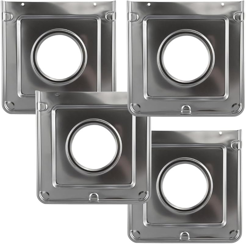 Heavy-Duty Square Chrome Drip Pans 4-Pack Style J – 9.125