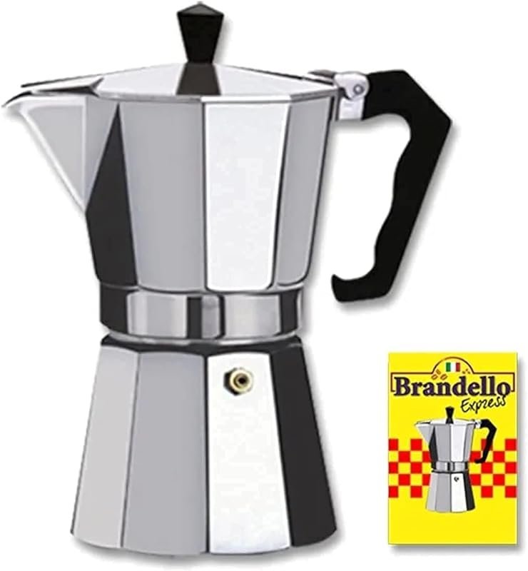 Silver Aluminum 1 Cup Moka Pot Cuban Coffee Maker, Stovetop Espresso M