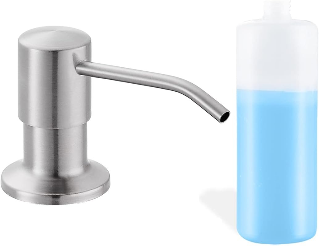 Brushed Nickel Kitchen Sink Soap Dispenser with 17oz Refillable Bottle