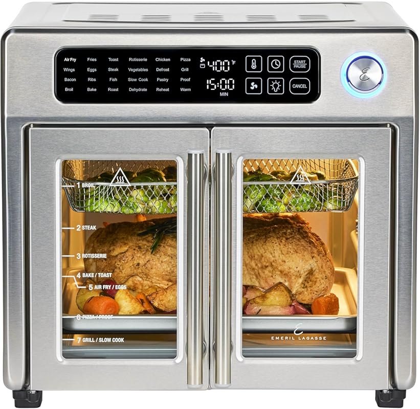 Emeril Lagasse French Door Air Fryer Toaster Oven with 24 Functions, D