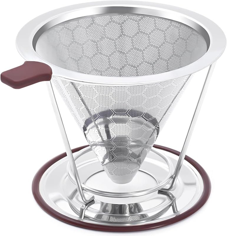 MISETTO Stainless Steel Paperless Pour Over Dripper with Reusable Filt