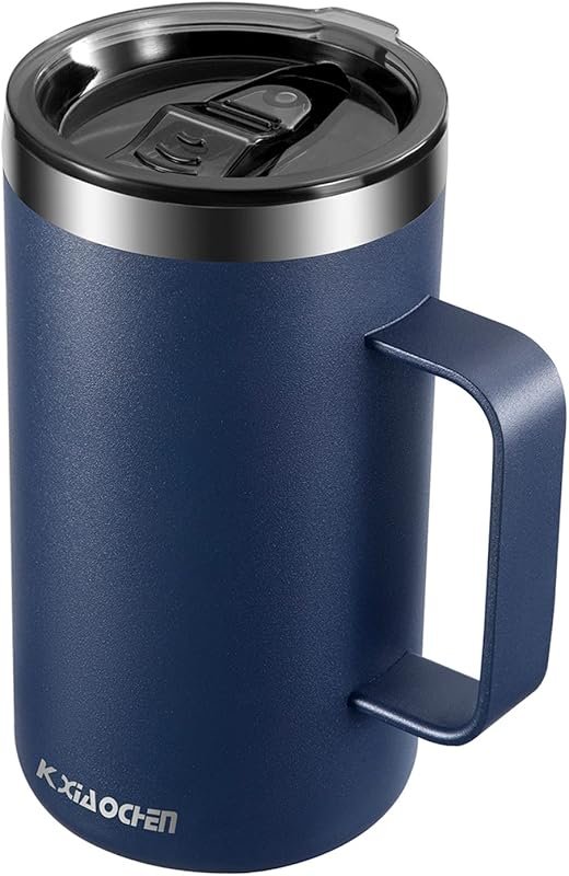 KXIAOCHEN 20oz Navy Blue Double Wall Vacuum Insulated Coffee Mug with 